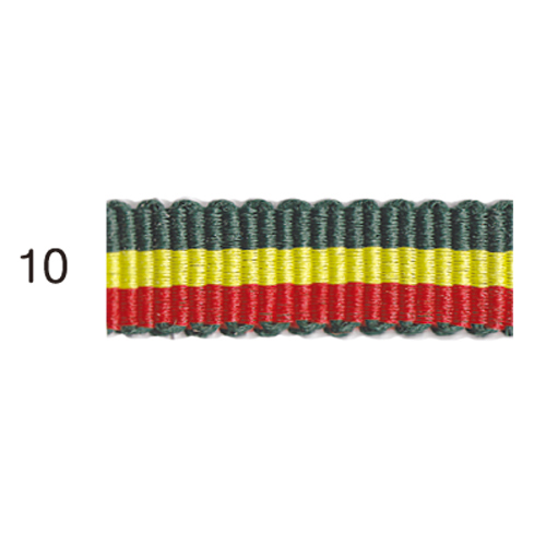 ストライプグログランリボン 10 緑×黄×赤