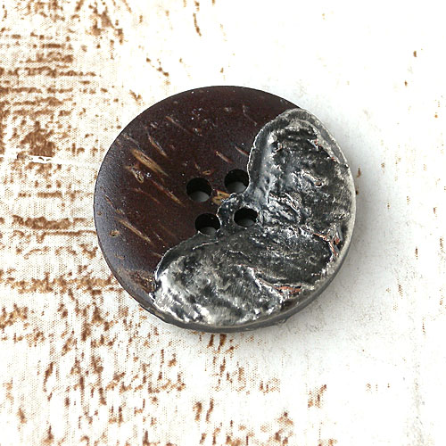 ココナッツボタンBS(茶色xブロンズシルバー)　(13/15/18/21mm)