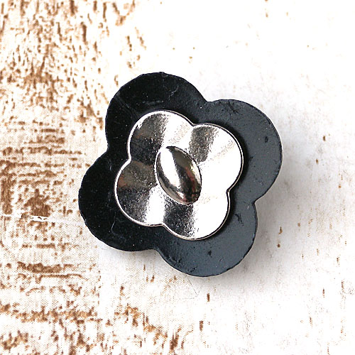ココナッツボタン09(黒色xシルバー)　(15/18/21/23mm)