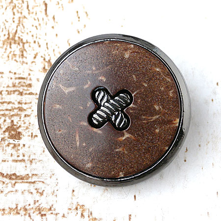 ココナッツボタンcol.BG(ブロンズゴールド)x茶色　(15/18/20/23mm)