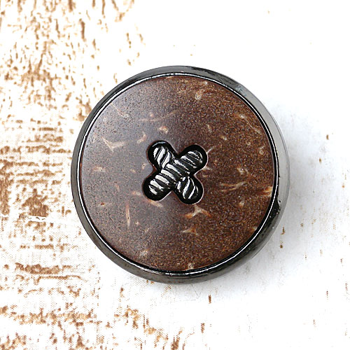 ココナッツボタンcol.BN(ブラックニッケル)x茶色　(15/18/20/23mm)