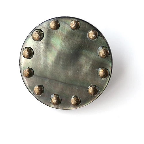 貝ボタンcol.09(黒色)xブロンズゴールド　(15/18mm)