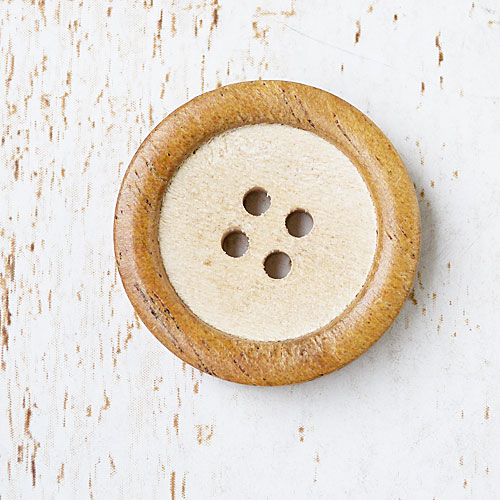 木ボタンcol.40(ベージュx茶色)　(24mm)