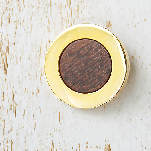 木ボタンcol.42(茶色)×ゴールド　(13/15/18/21mm)