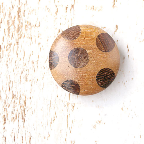 木ボタンcol.42(ベージュx水玉:焦茶)　(15/18/20/23mm)